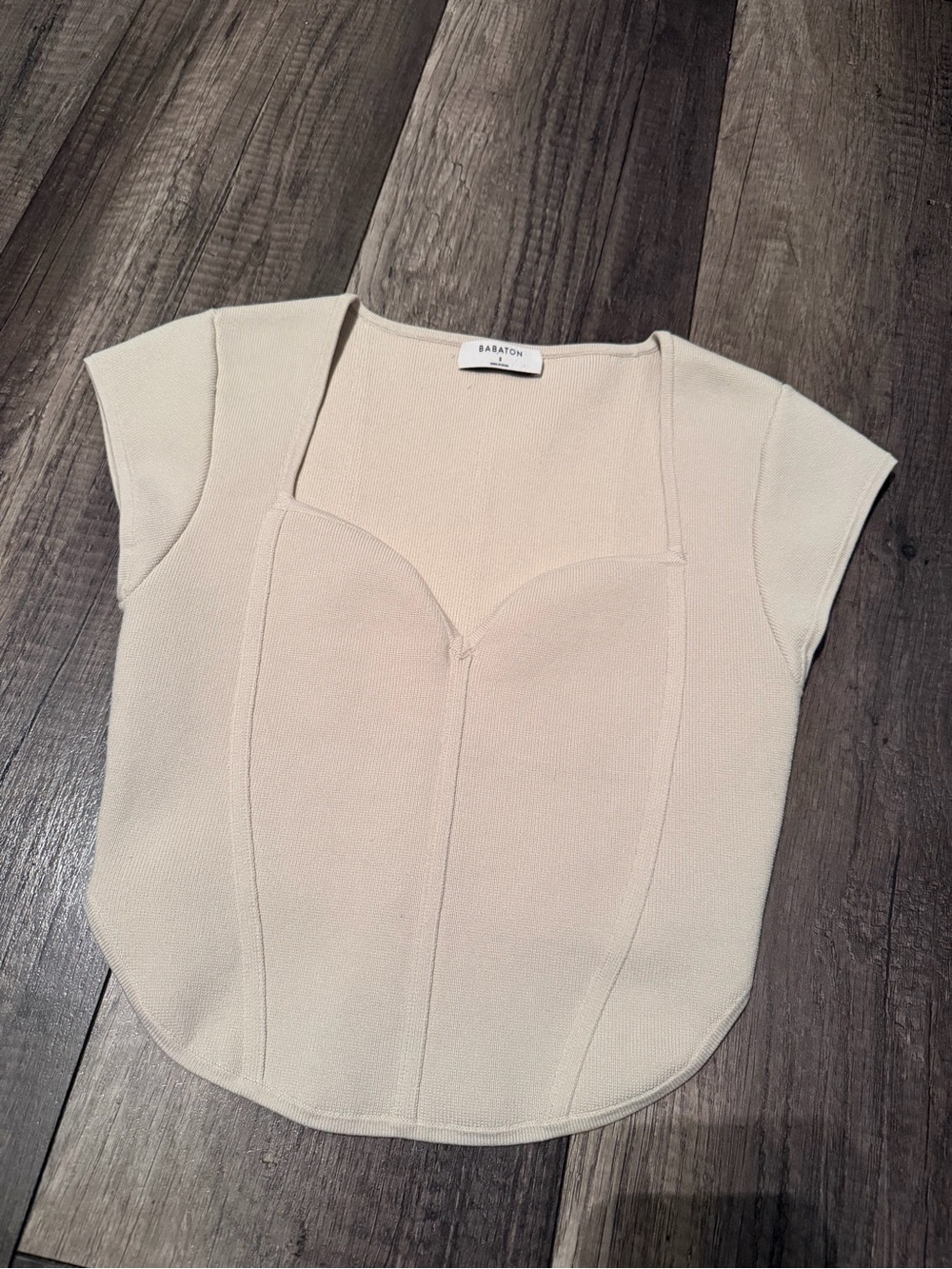 Aritzia Cream Square-Neck Crop Top